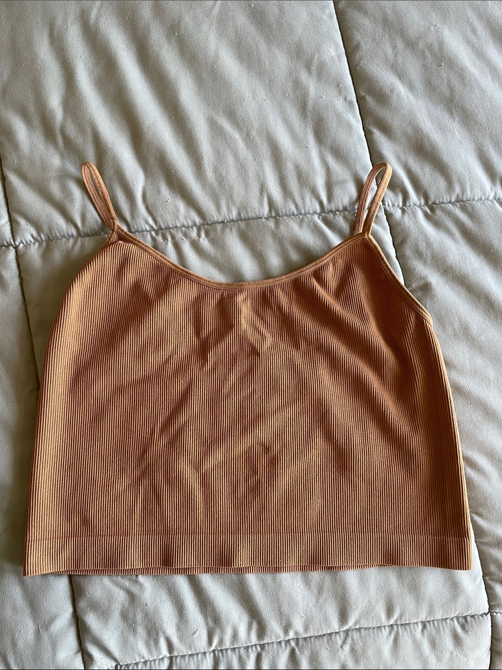 Wild Fable Ribbed Spaghetti Strap Crop Top - Mustard Yellow / Light Orange Color